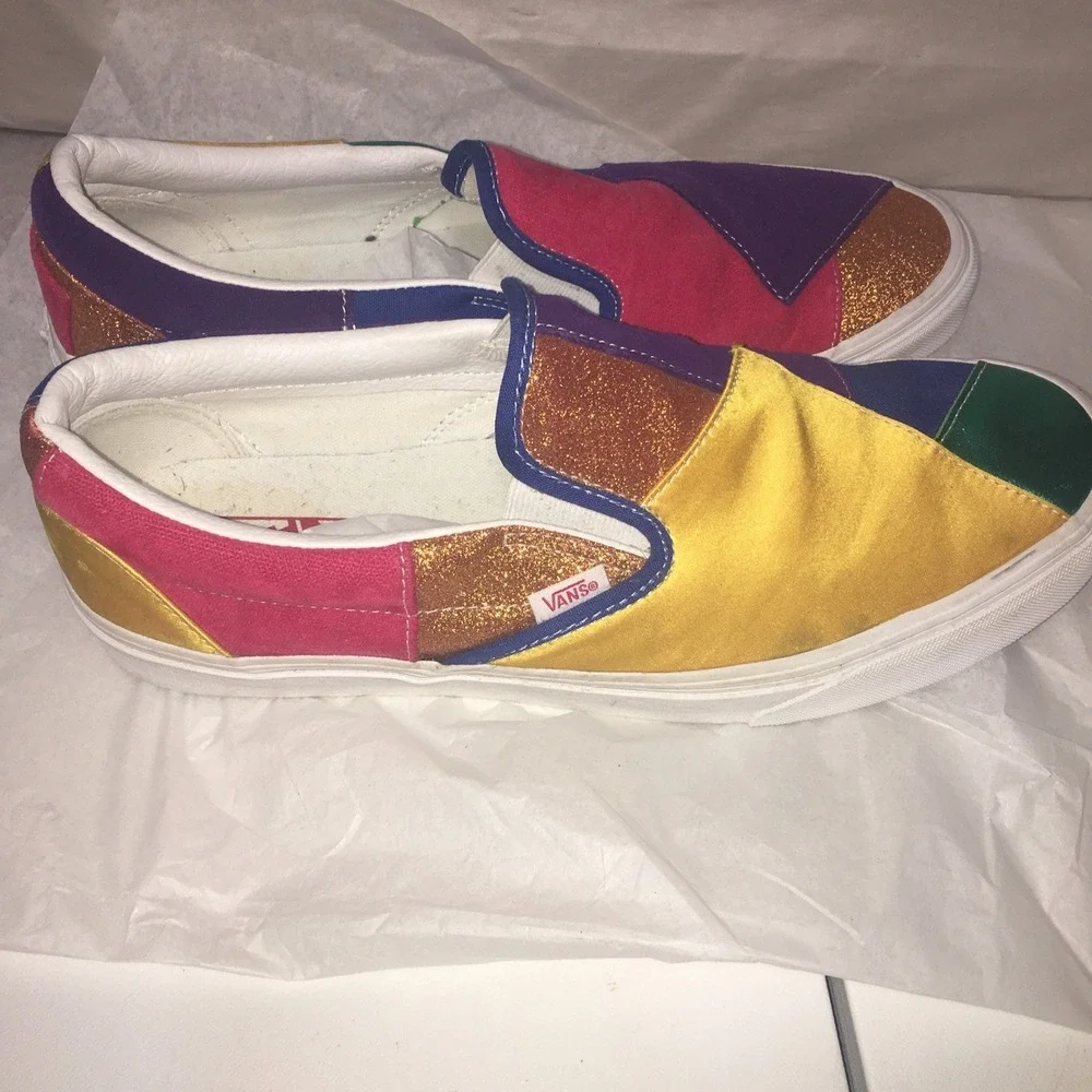 Vans Mardi Gras Patchwork Pride Slip On Colorblock Sneakers Mens 11.5,Women 13